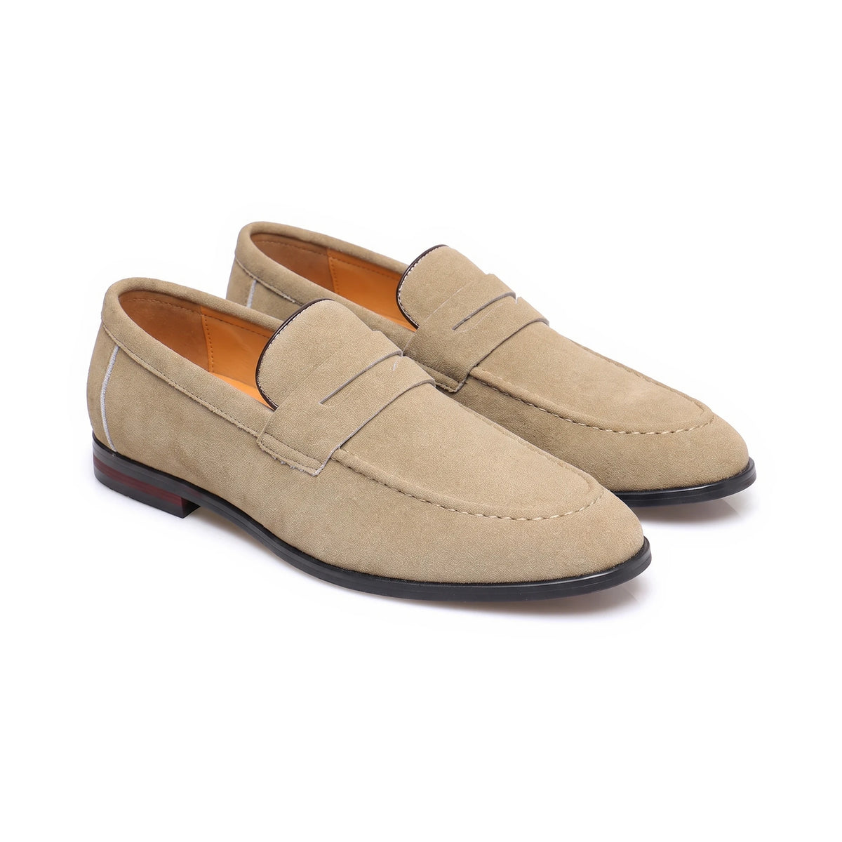 Men's Suede-Effect Penny Loafers - Albert - Beige