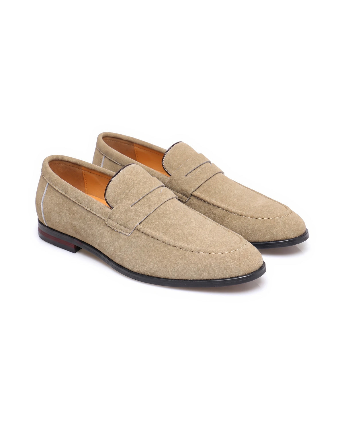 Men's Suede-Effect Penny Loafers - Albert - Beige