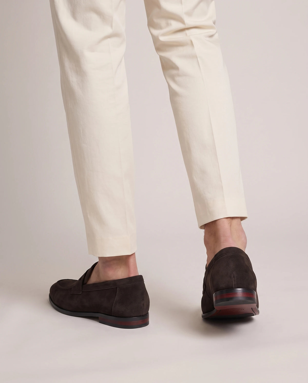 Men's Suede-Effect Penny Loafers - Albert - Model Back Detail