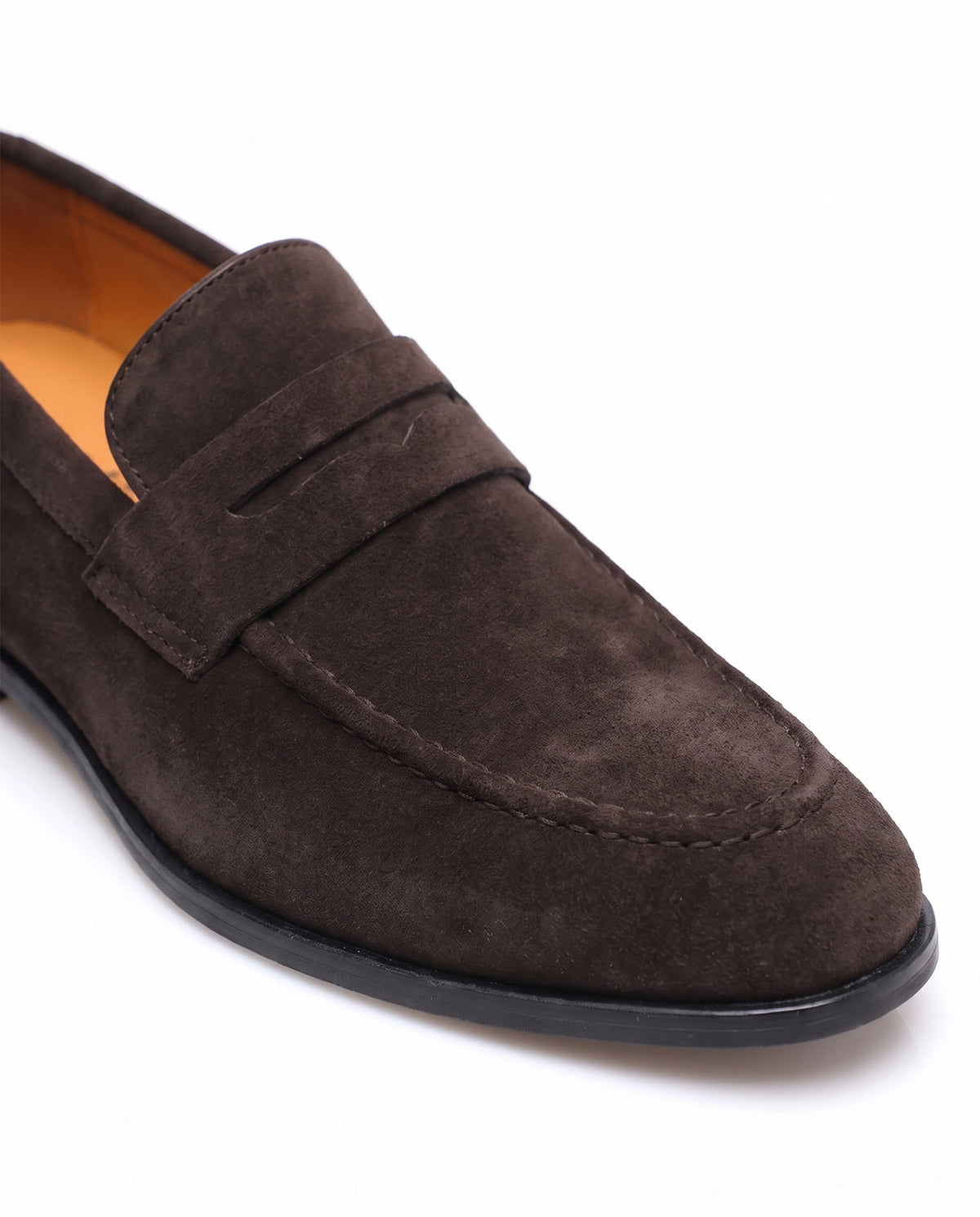 Men's Suede-Effect Penny Loafers - Albert - Detail Toe and Vamp
