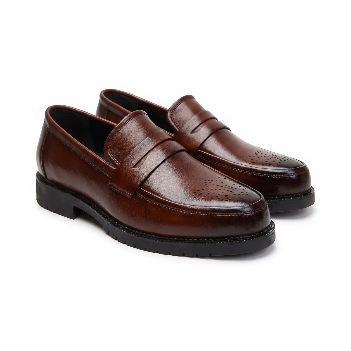 Men's Brogue Penny Loafers - Herbert - Brown