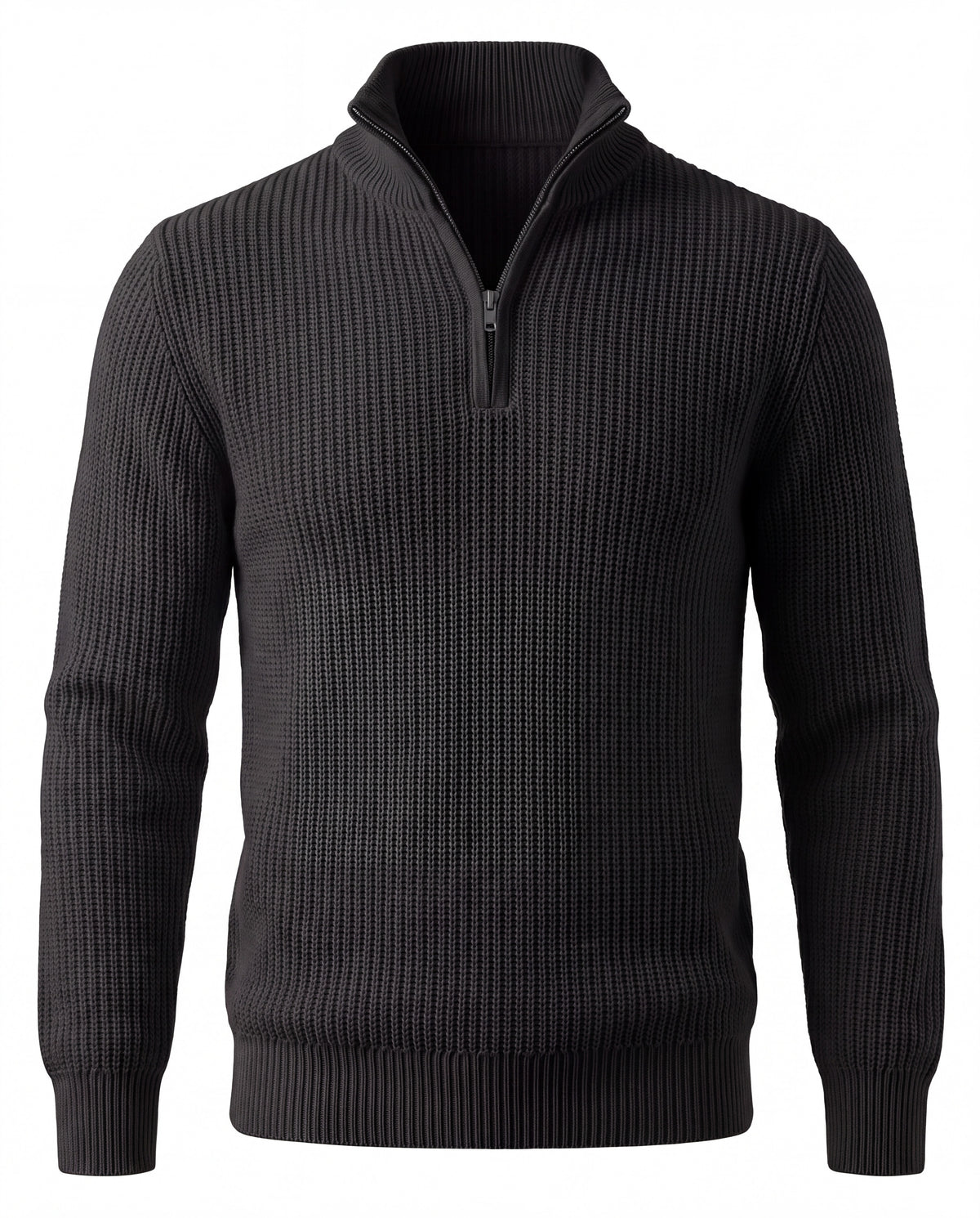 Men's Merino Wool Quarter-Zip Sweater - Horace - Black