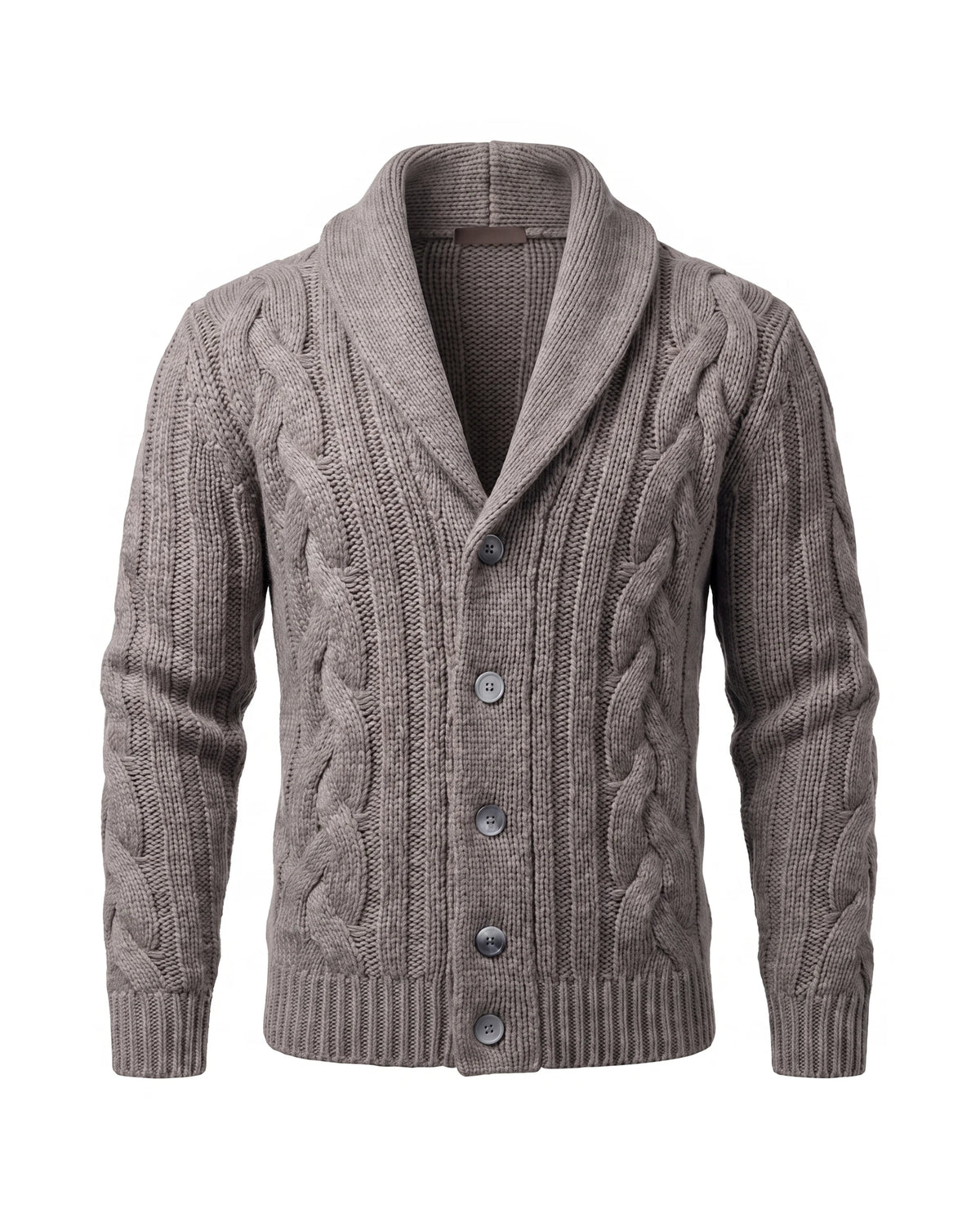 Men's Merino Wool Shawl Collar Cardigan - Jamal - Gray