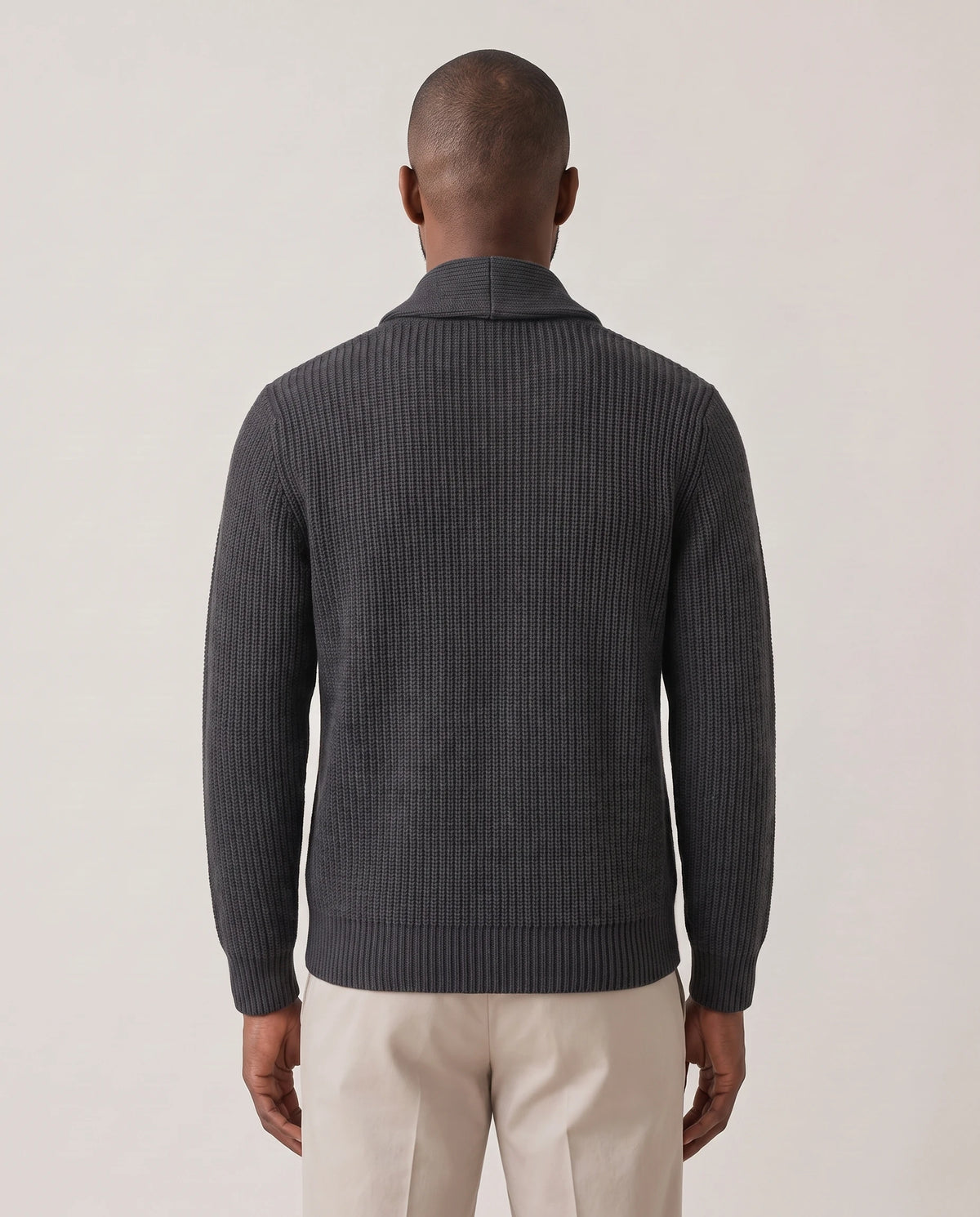 Men's Cashmere Shawl Collar Cardigan - Jermaine - Model Back View
