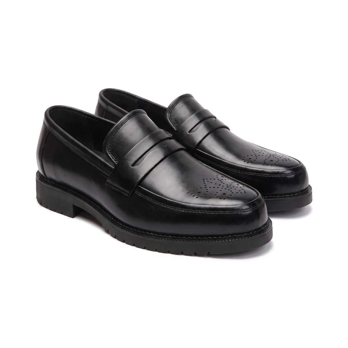 Men's Brogue Penny Loafers - Herbert - Black