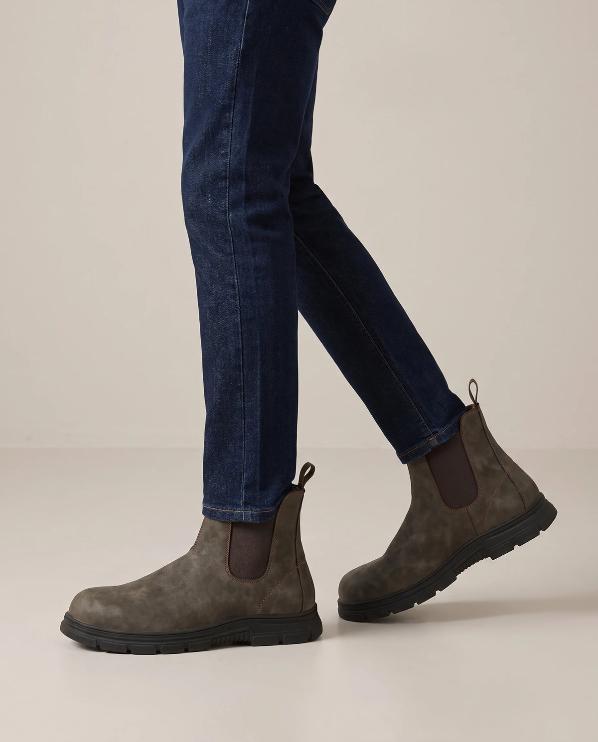 Men's Distressed Chelsea Boots - Jayce - Model Side Detail