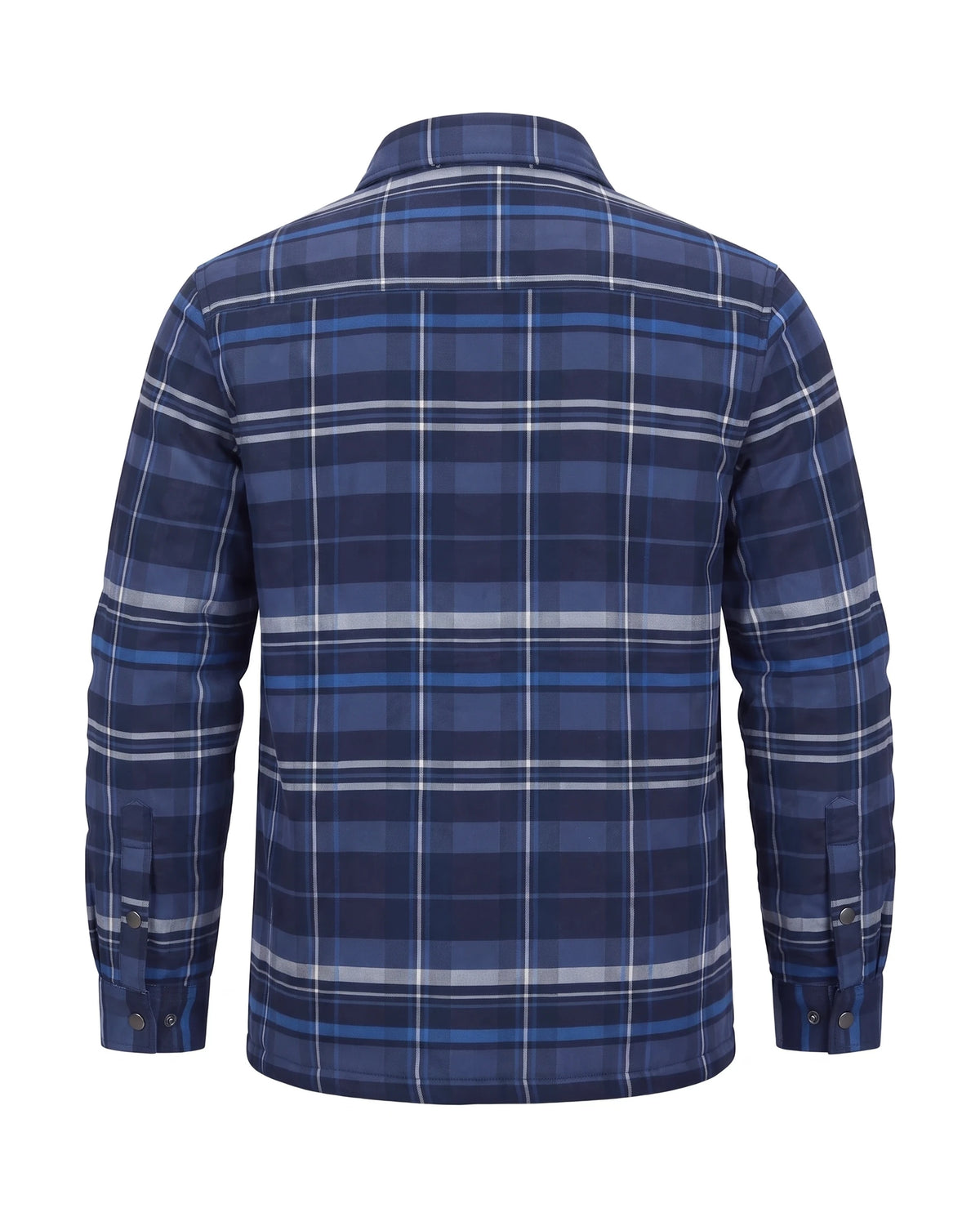 Men's Quilted-Lined Flannel Shirt Jacket - Hollis - Dark Blue Back View
