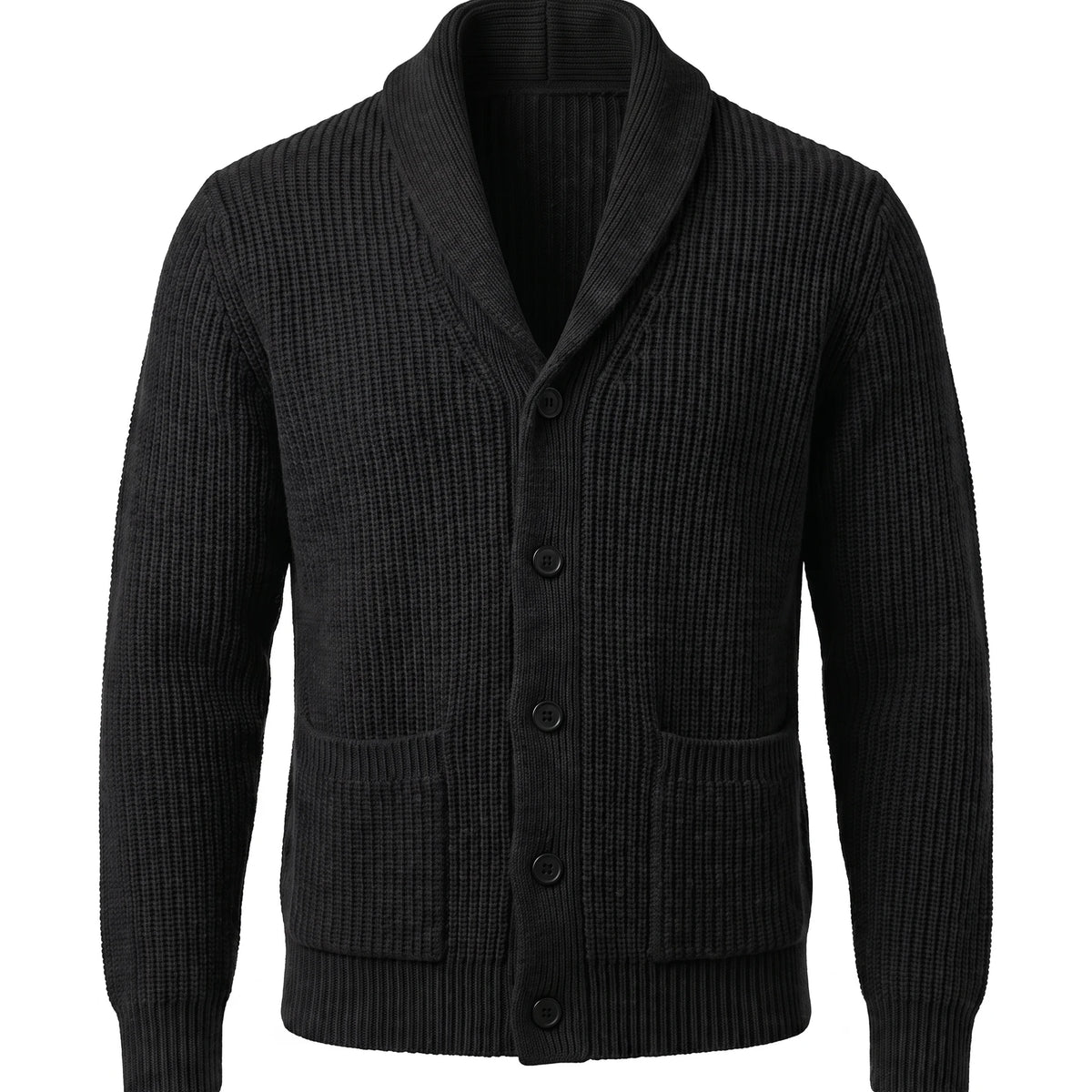 Men's Shawl Collar Button-Front Cardigan - Jermaine - Black