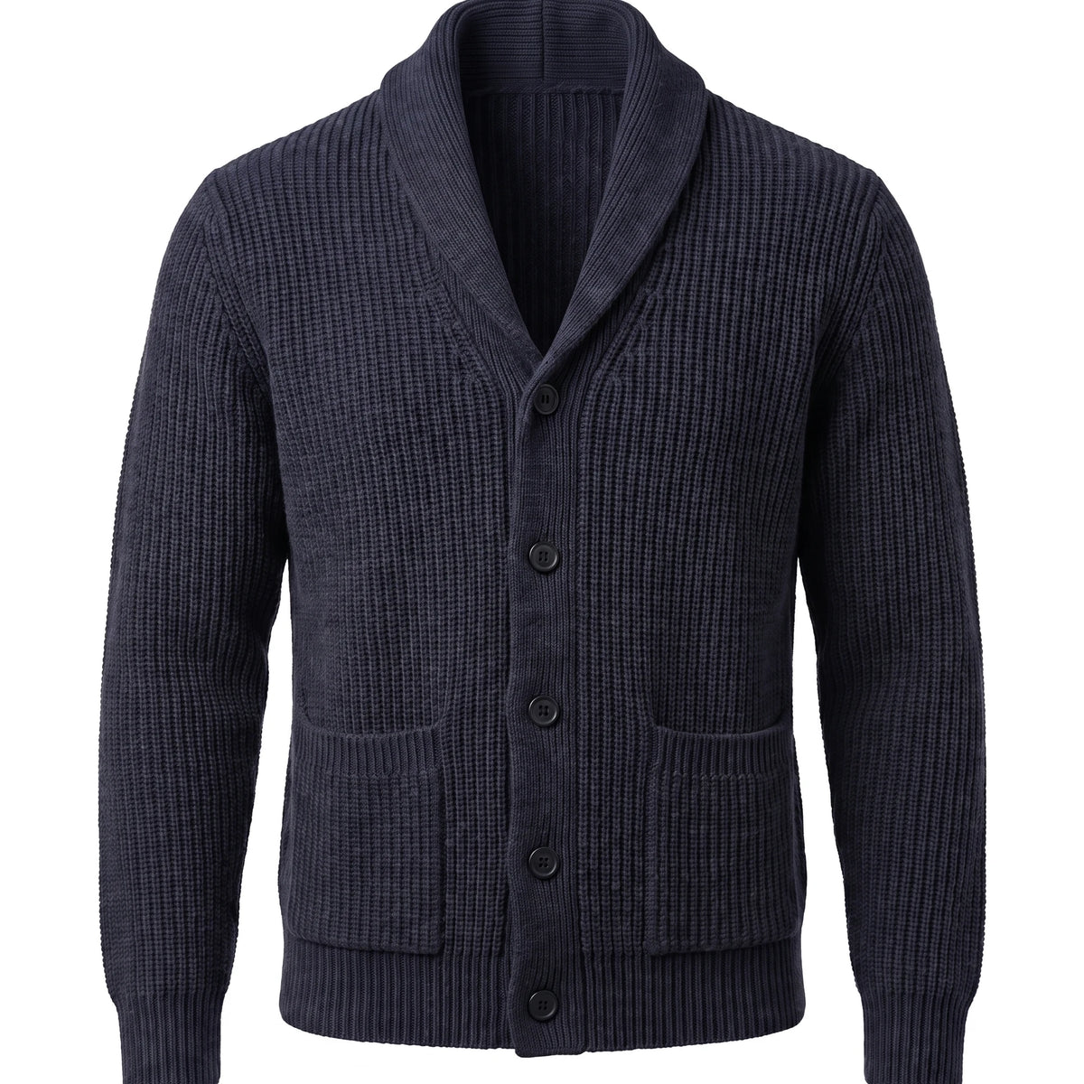 Men's Shawl Collar Button-Front Cardigan - Jermaine - Navy