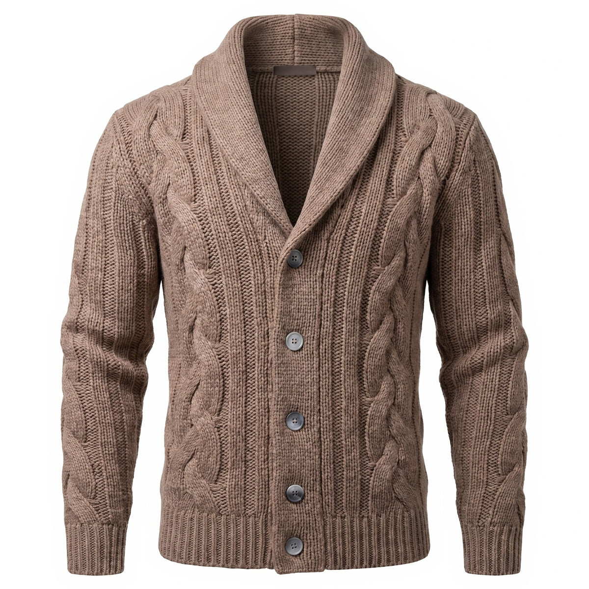 Men's Shawl Collar Knit Cardigan - Jamal - Camel