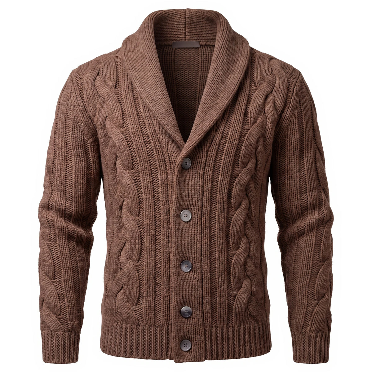 Men's Shawl Collar Knit Cardigan - Jamal - Brown