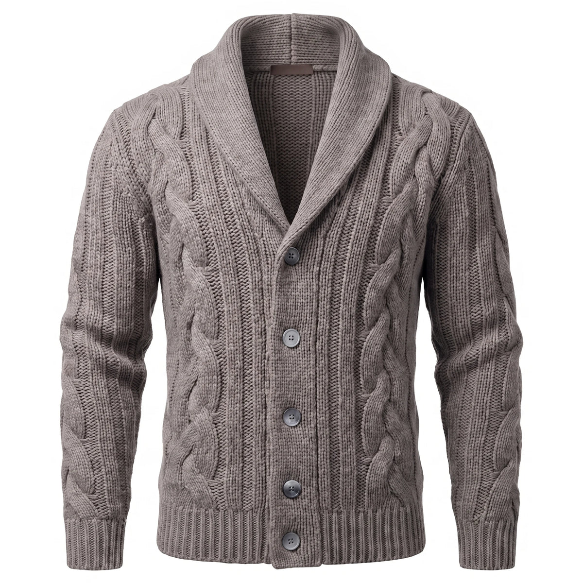 Men's Shawl Collar Knit Cardigan - Jamal - Gray