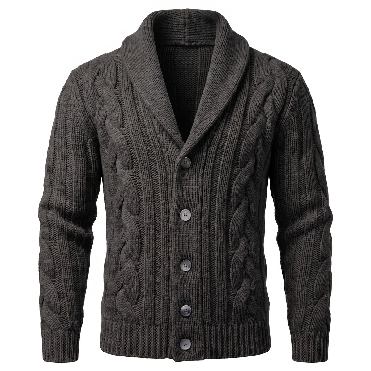 Men's Shawl Collar Knit Cardigan - Jamal - Black