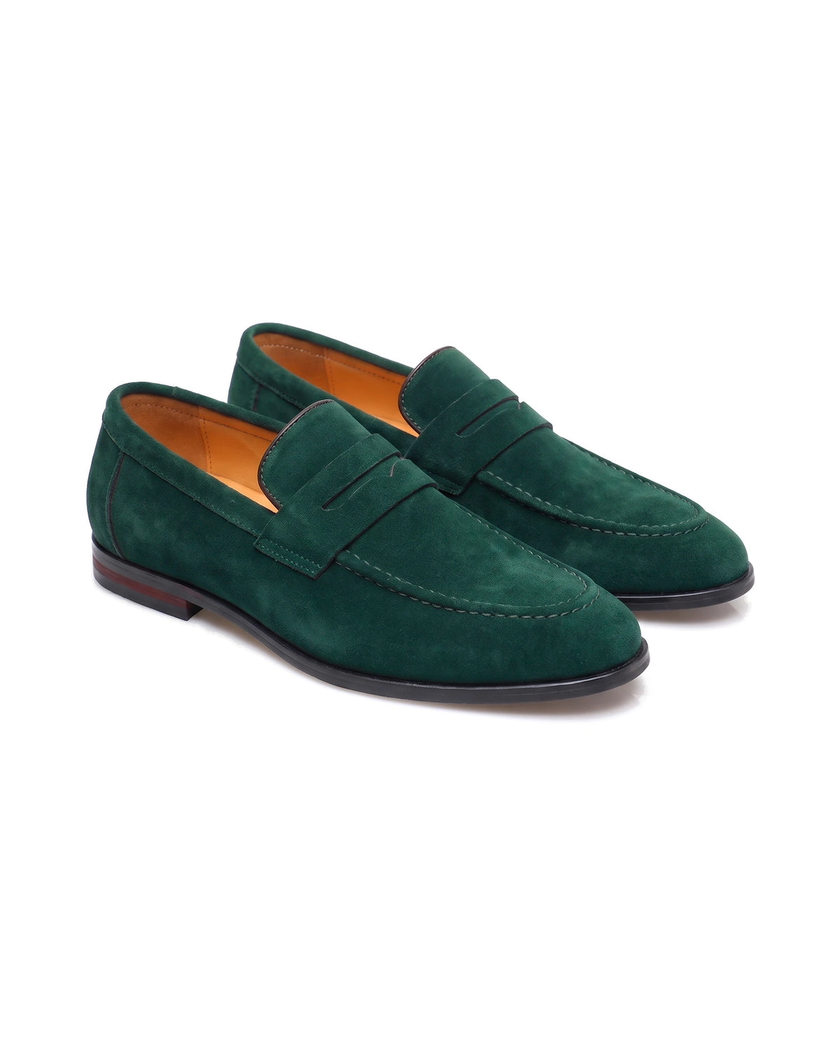 Men's Suede-Effect Penny Loafers - Albert - Green