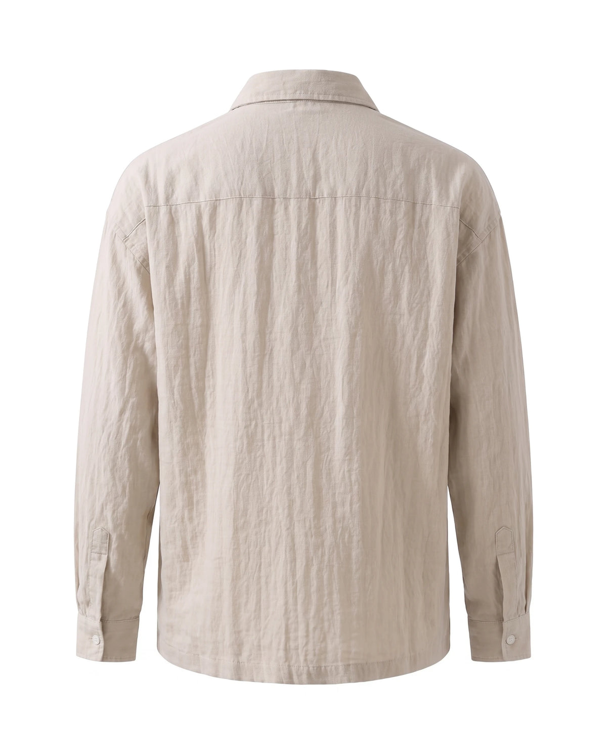 Men's Tencel-Blend Overshirt - Portofino - Beige Back View