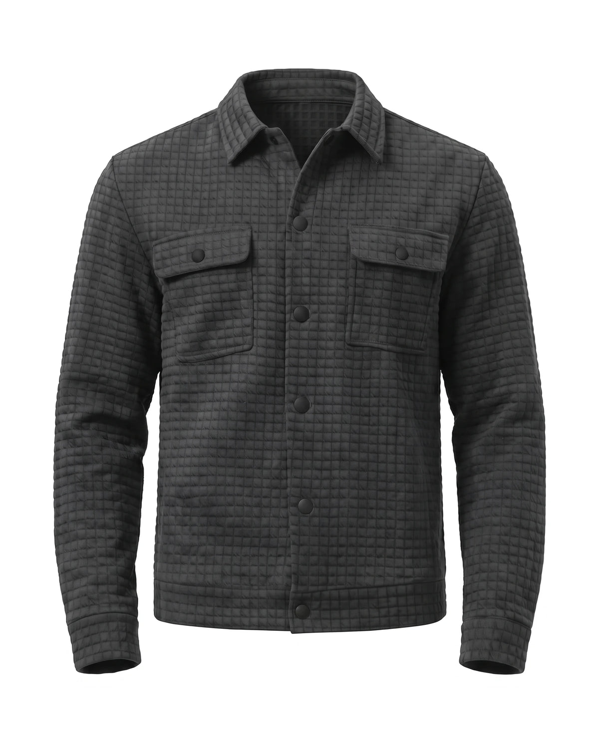 Men's Waffle-Knit Shirt Jacket - Darren - Dark Gray