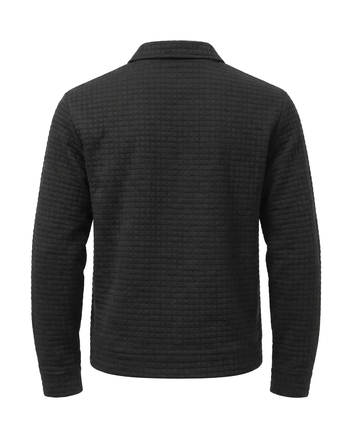 Men's Waffle-Knit Shirt Jacket - Darren - Black Back View