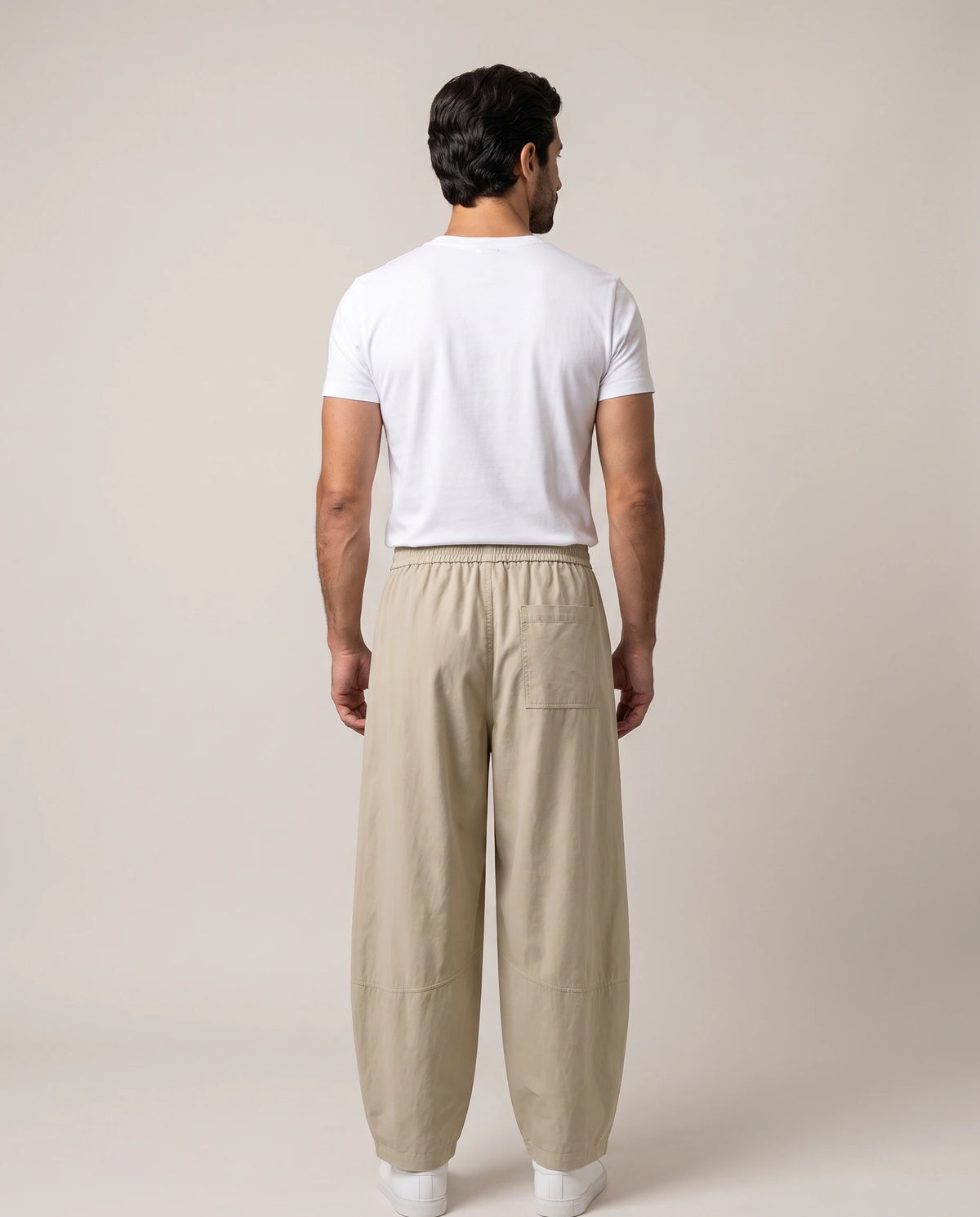 Men's Wide-Leg Pleated Lyocell Trousers - Marlow - Model Back