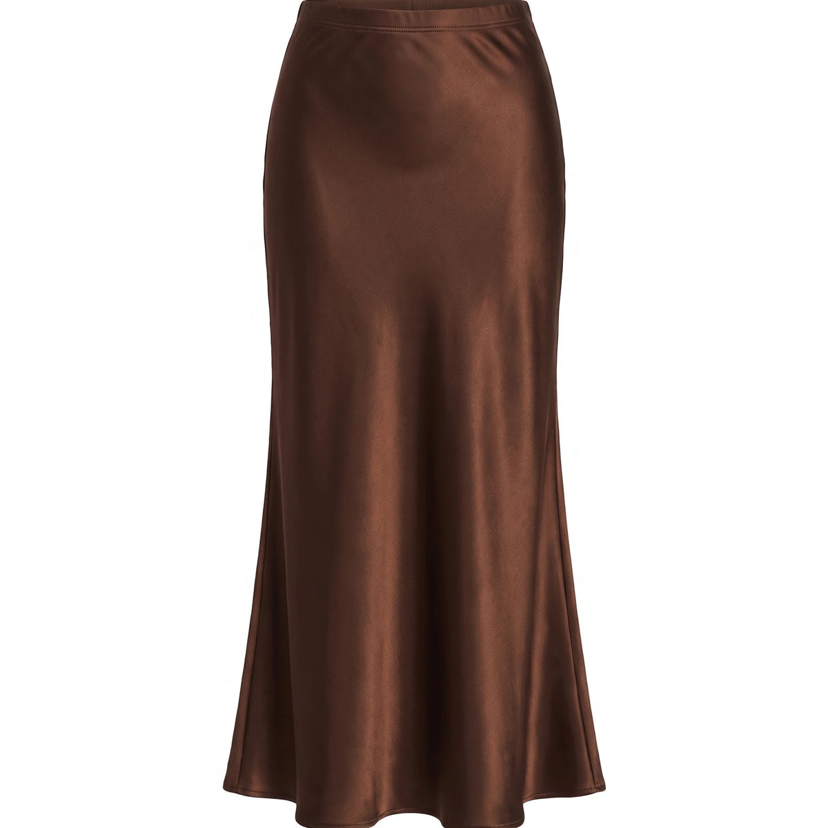 Women's Satin Maxi Skirt - Brown