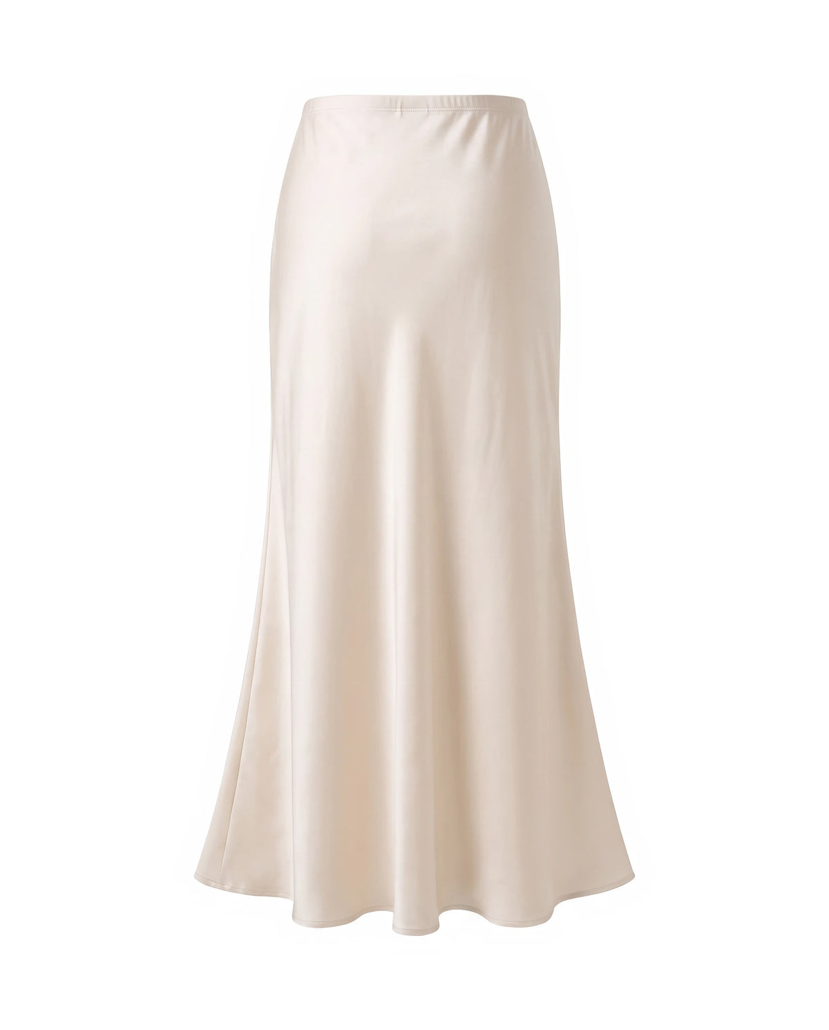 Women's Satin Maxi Skirt - Beige Back View