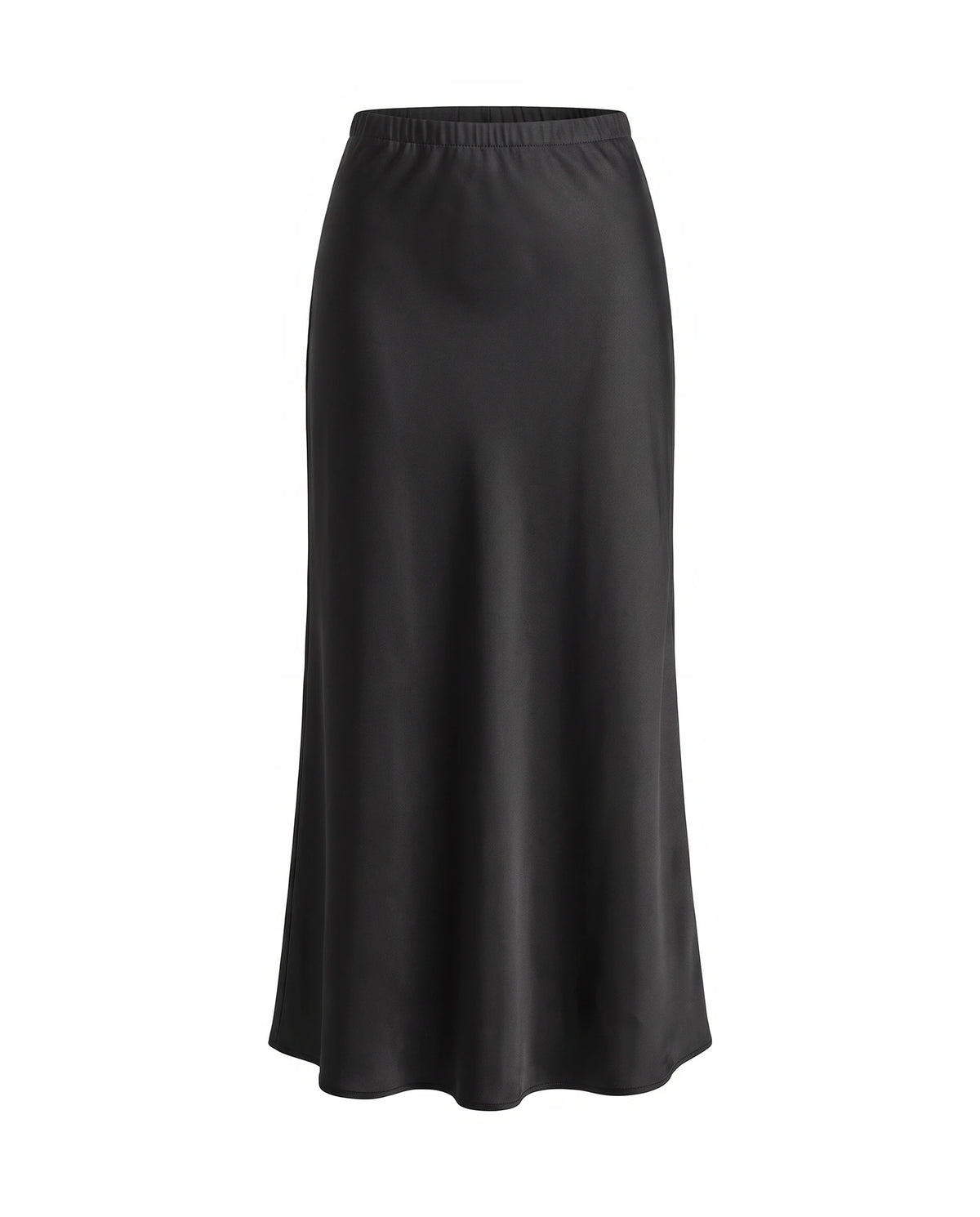Women's Elastic-Waist Silk Skirt - Black