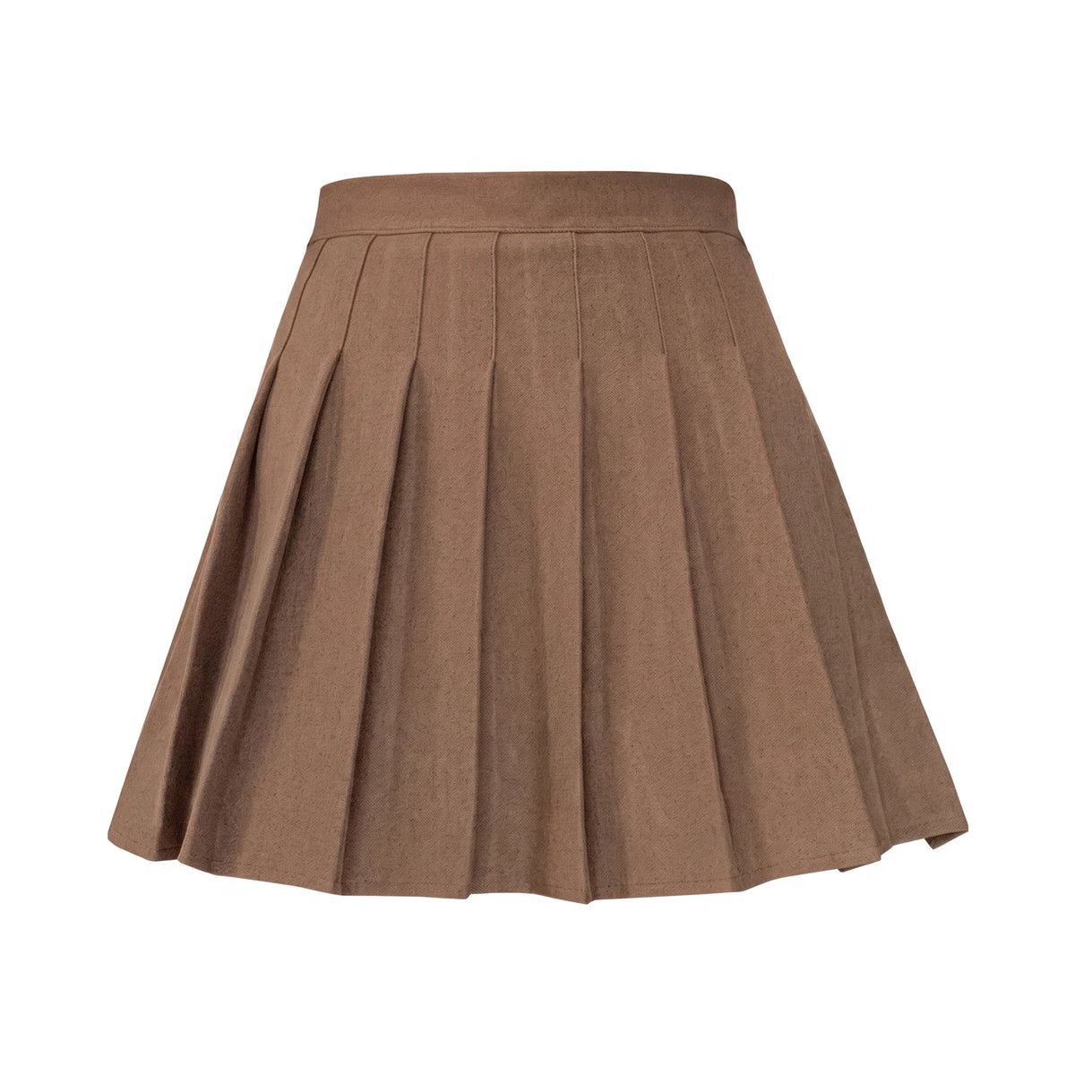 Women's Pleated Mini Skirt - Oxford - Brown