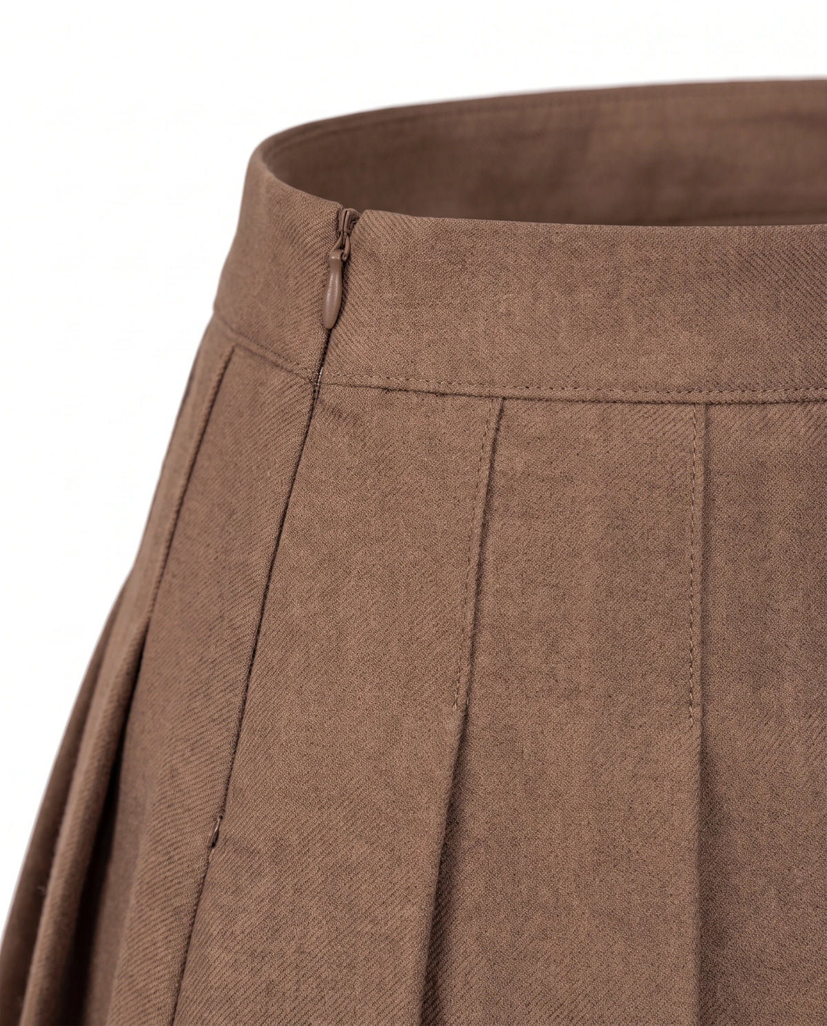 Women's Pleated Mini Skirt - Oxford - Waistband and Zipper Detail