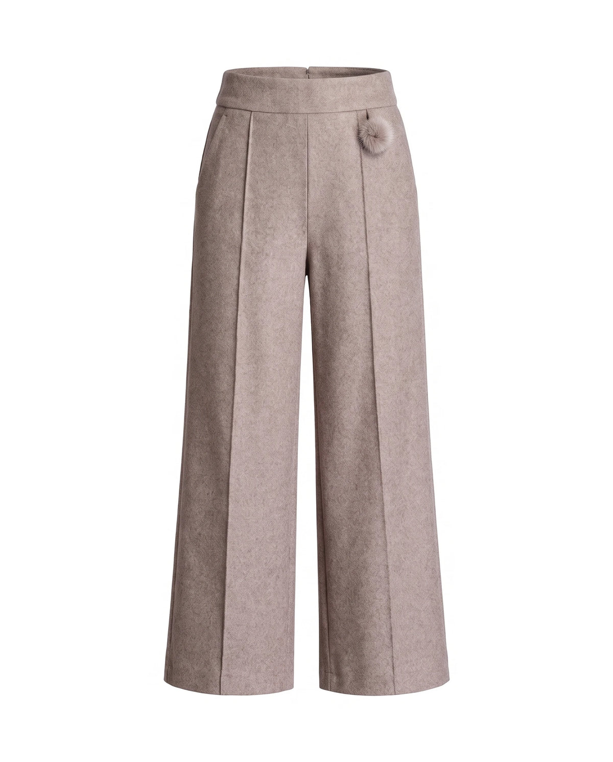 Women's Wool Wide-Leg Pants - Salomea - Camel