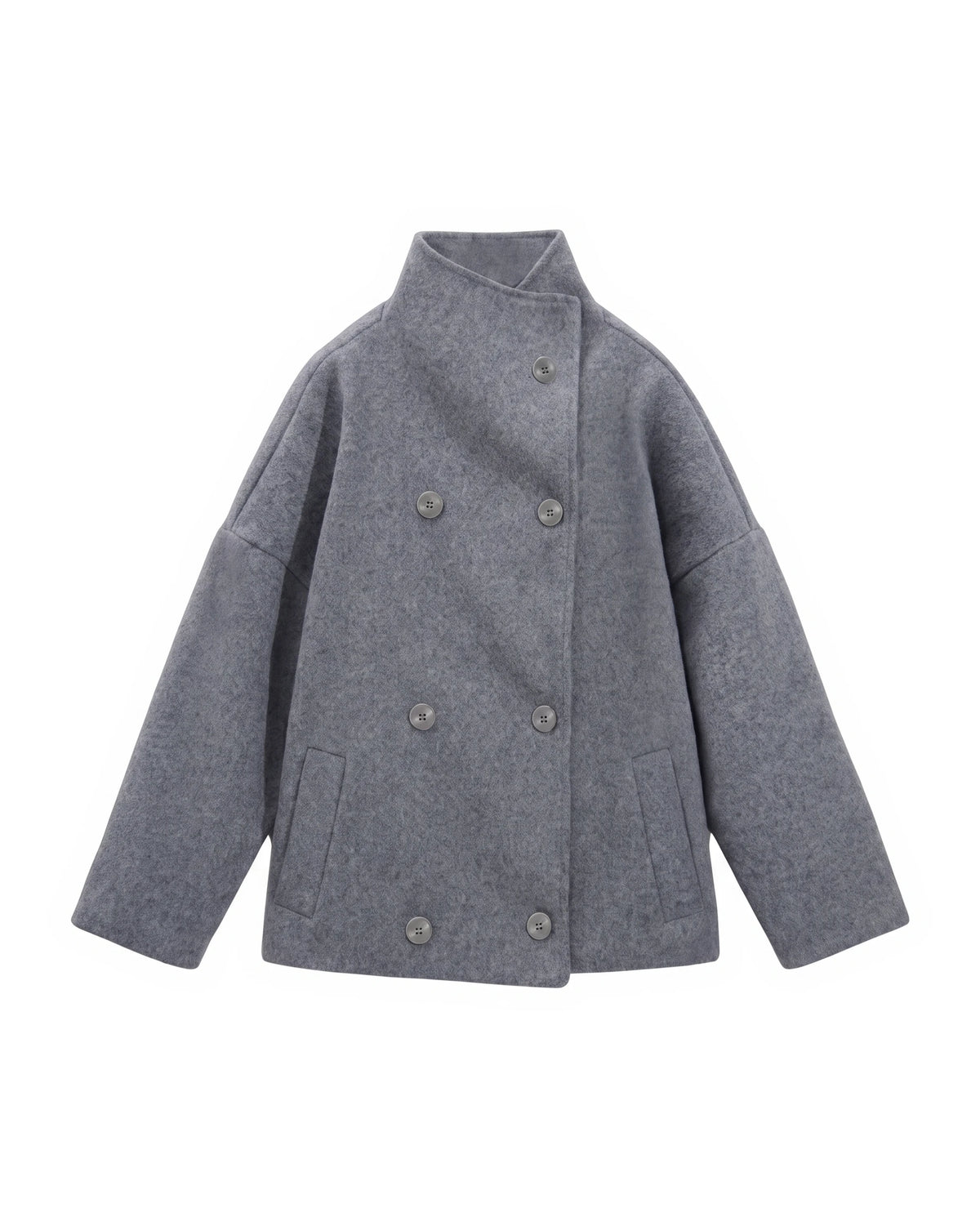 Women's Wool-Blend Stand-Collar Peacoat - Victoria - Gray