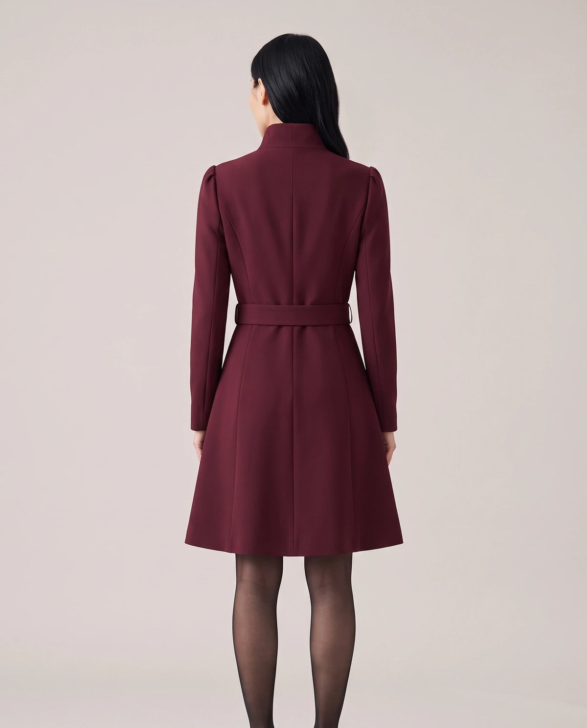 Women's Belted High-Neck Dress - Purisima - Model Back