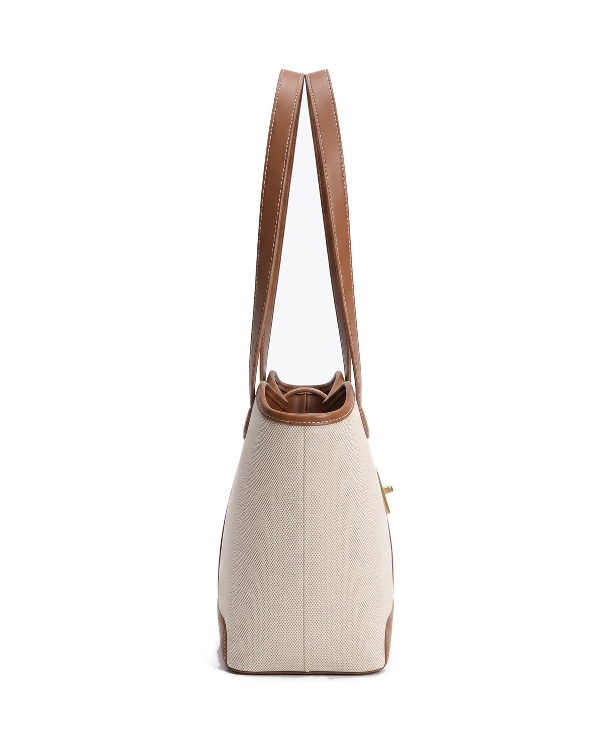 Women's Canvas Tote with Leather-Look Trim - St Tropez - Side View