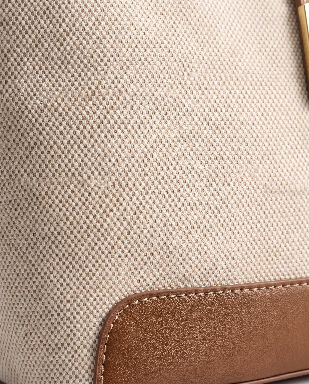Women's Canvas Tote with Leather-Look Trim - St Tropez - Canvas Texture