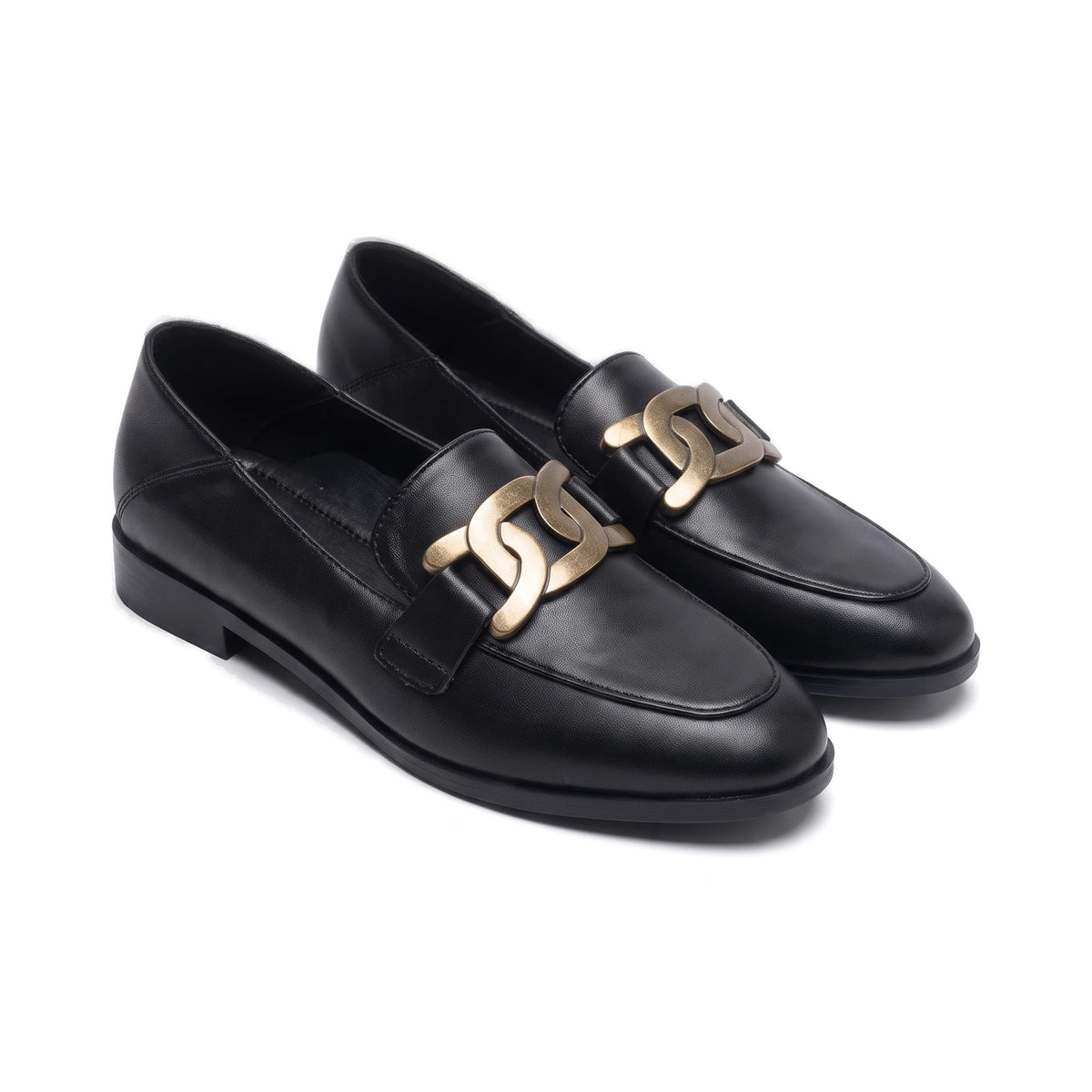 Women's Chain-Trim Leather Loafers - Duchess - Black