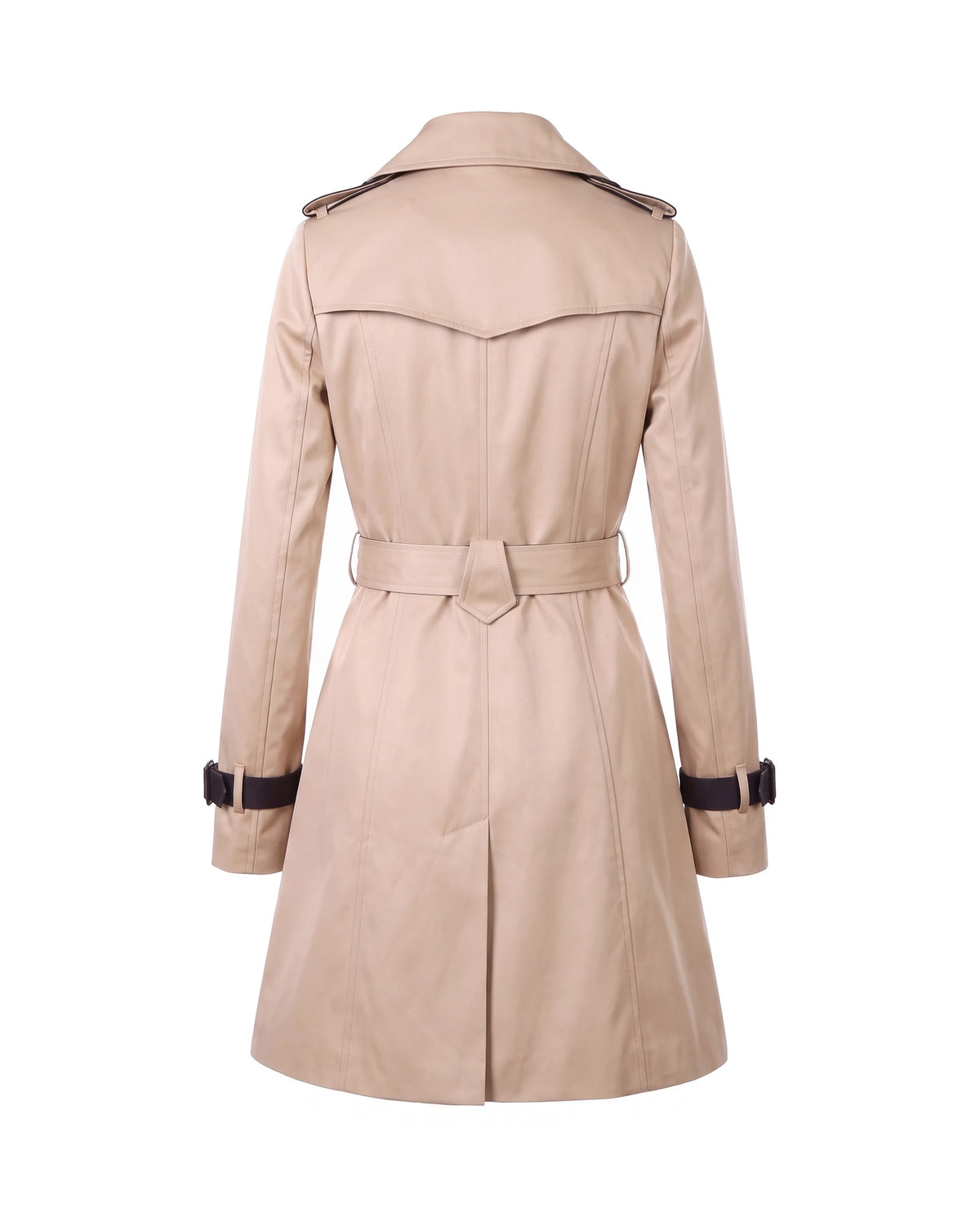Women's Contrast-Trim Double-Breasted Trench Coat - Bridget - Back View