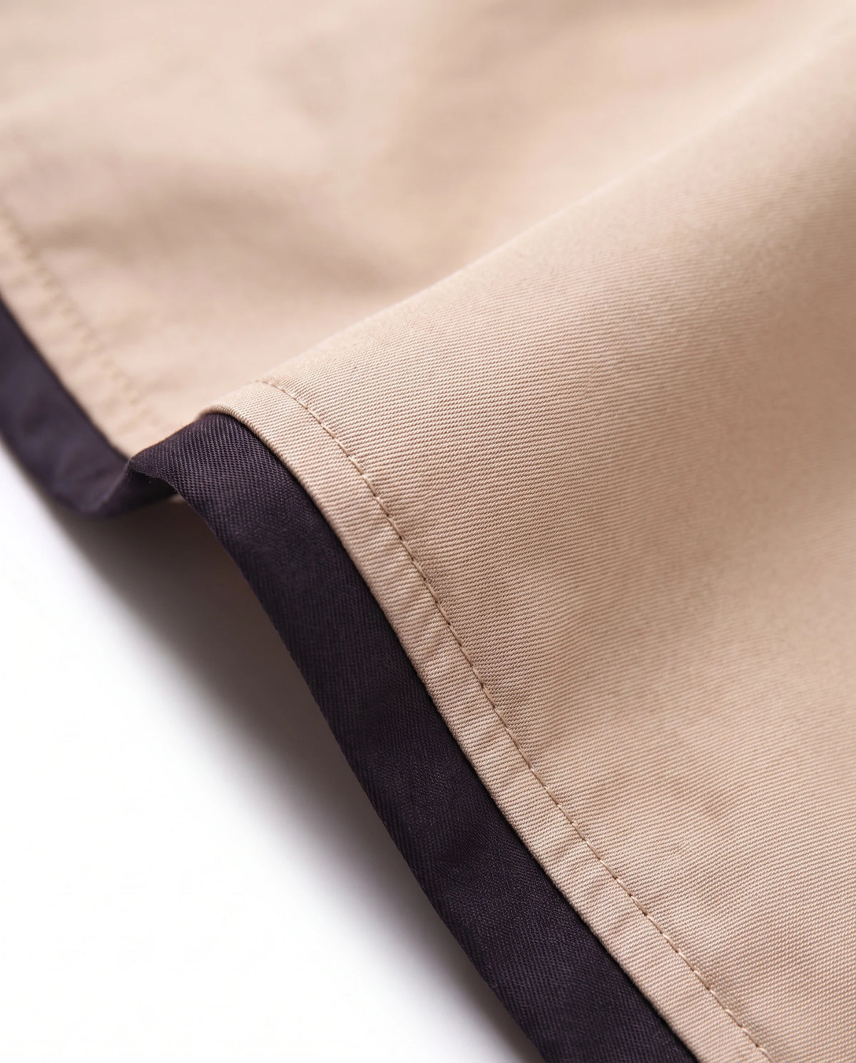 Women's Contrast-Trim Double-Breasted Trench Coat - Bridget - Detail Twill Fabric