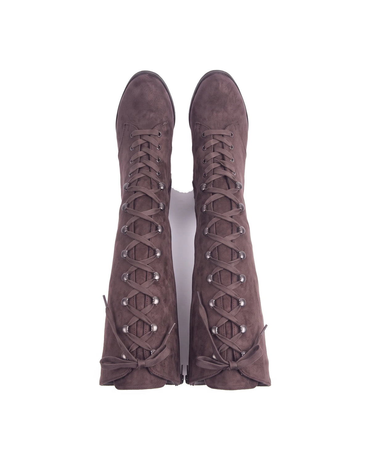 Women's Faux Suede Lace-Up Knee-High Boots - Kalypso - Top View