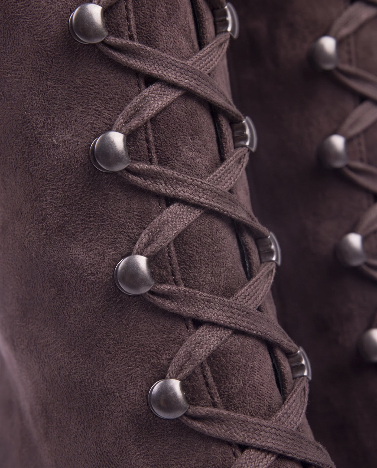 Women's Faux Suede Lace-Up Knee-High Boots - Kalypso - Detail Lace-Up Front