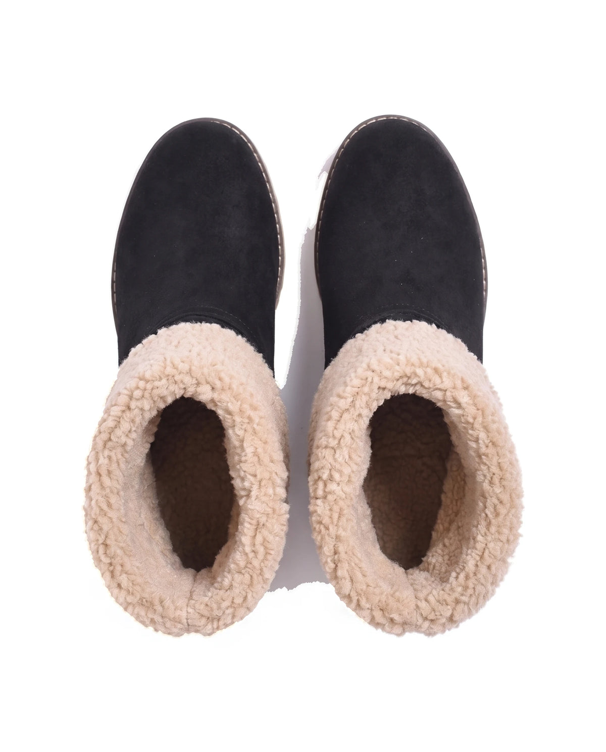 Women's Faux Suede Sherpa-Cuff Ankle Boots - Sabina - Top View