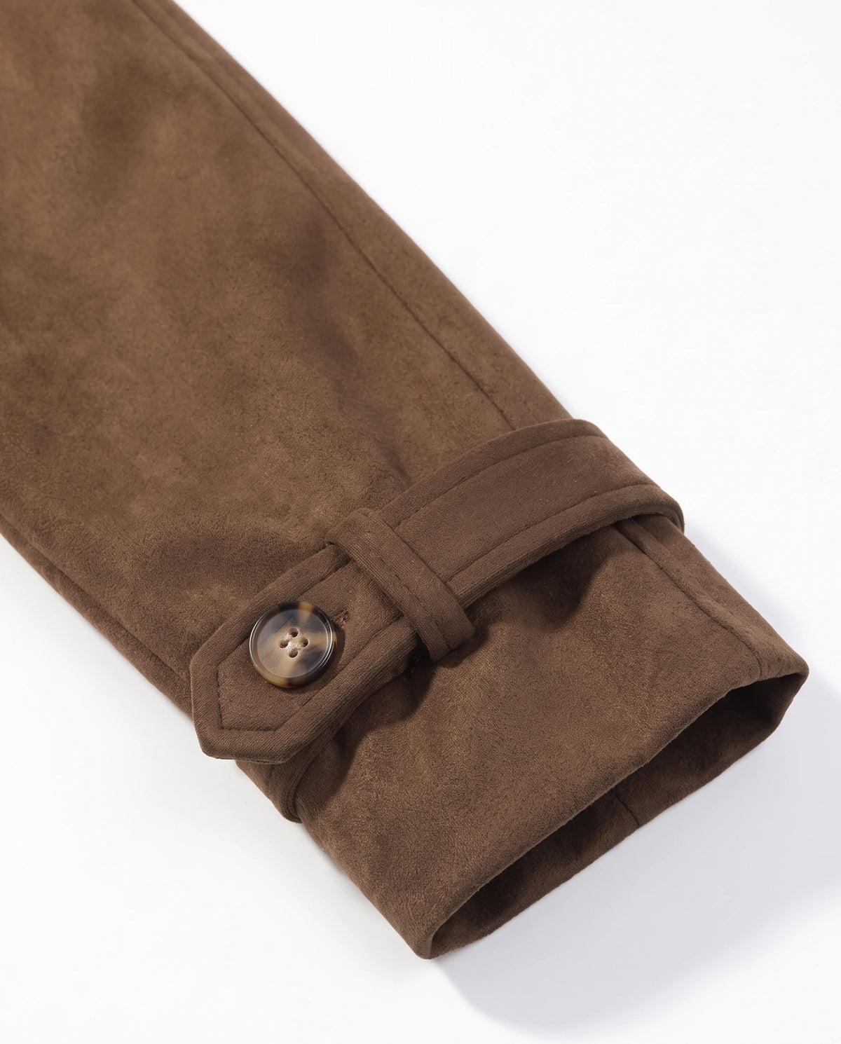 Women's Faux Suede Short Trench Coat - Ashlyn - Detail Cuff Tab