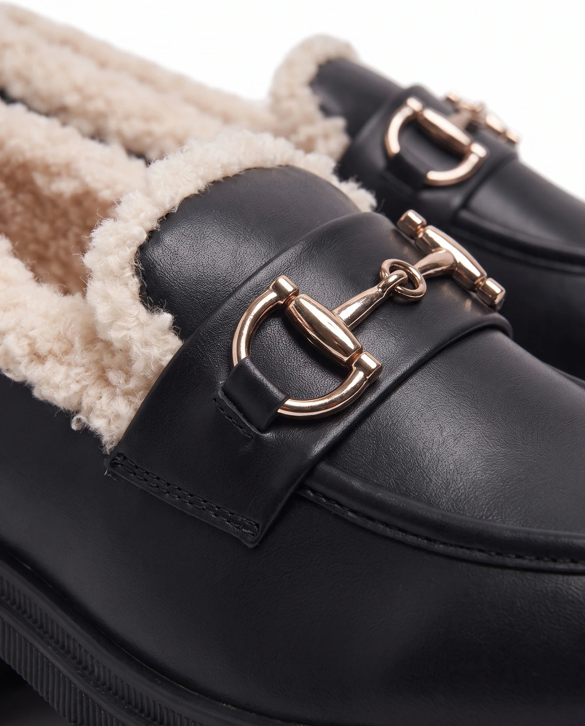 Women's Fleece-Lined Platform Loafers - Marcia - Detail Horsebit and Fleece