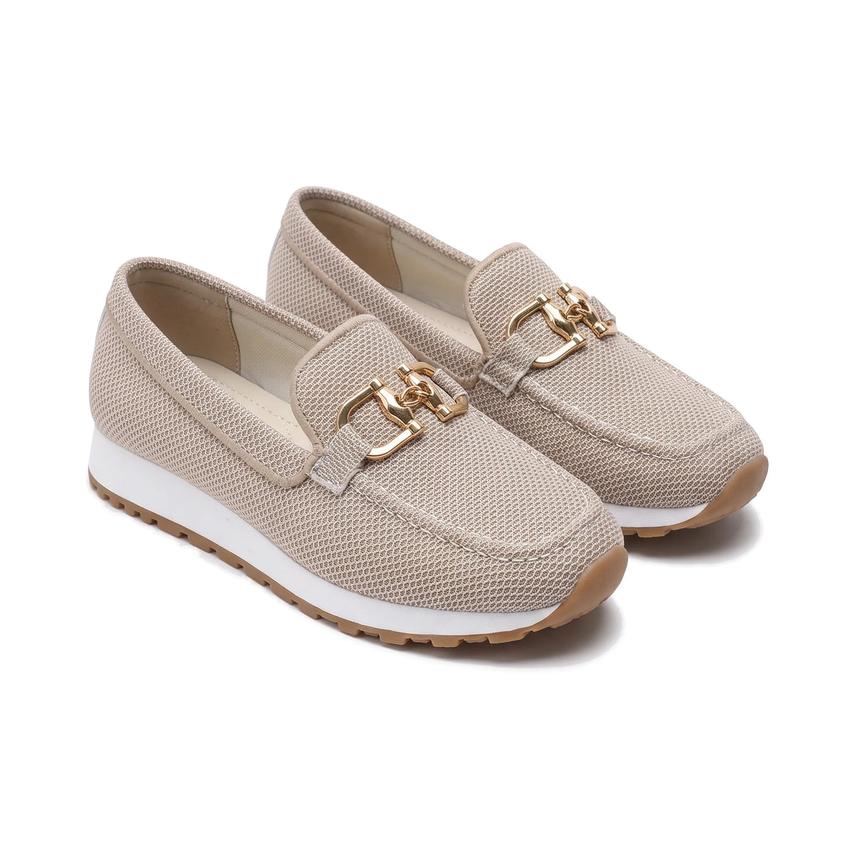 Women's Knit Platform Loafers - Teodora - Beige