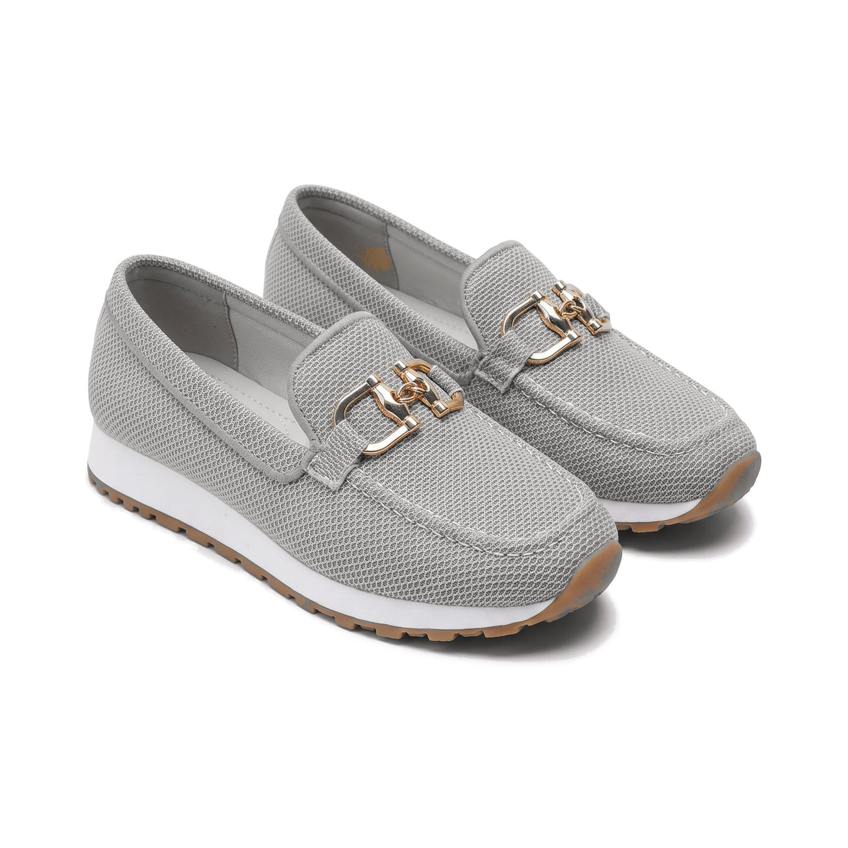 Women's Knit Platform Loafers - Teodora - Gray