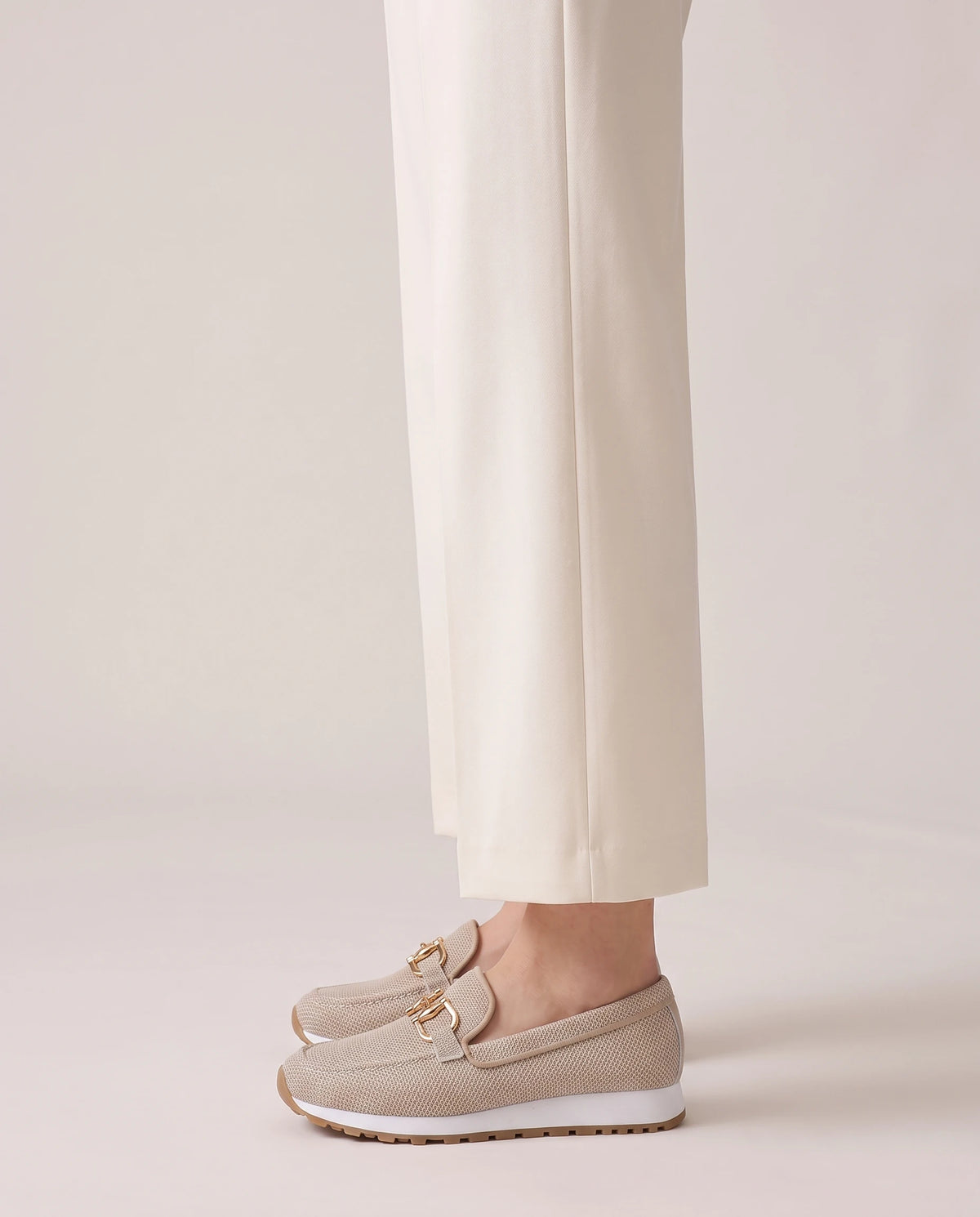 Women's Knit Platform Loafers - Teodora - Model Side Detail