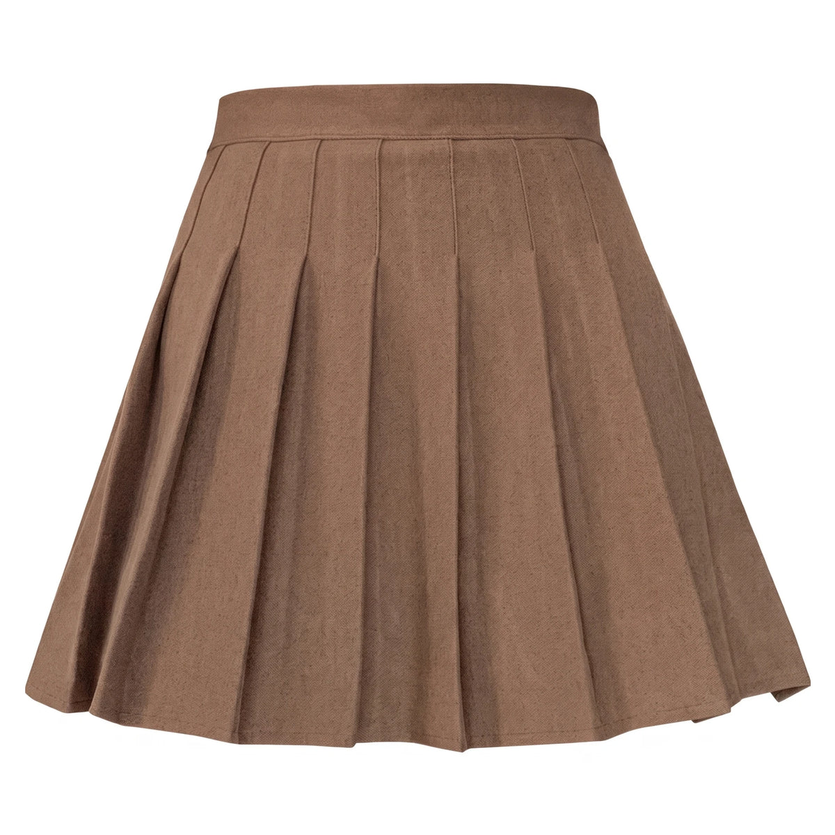 Women's Pleated Mini Skirt - Oxford - Brown