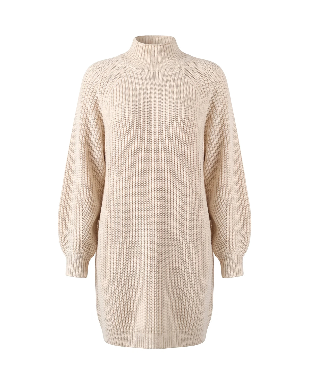 Women's Rib-Knit Raglan Sweater Dress - Claudia - Apricot