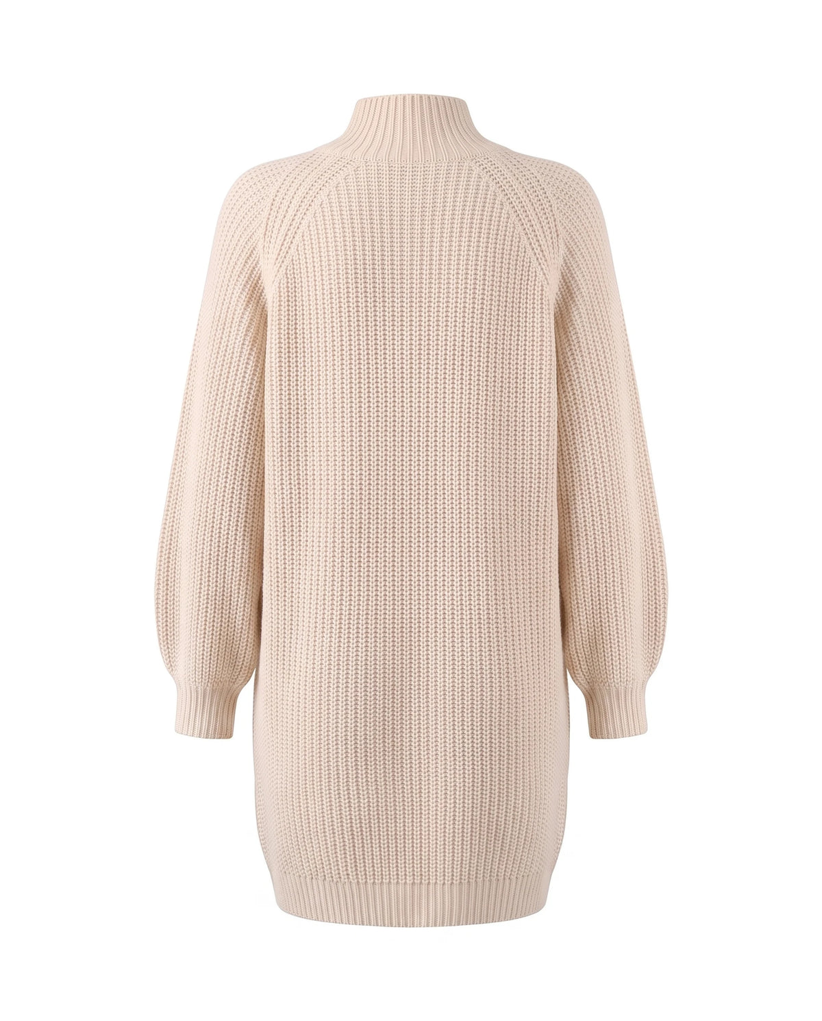 Women's Rib-Knit Raglan Sweater Dress - Claudia - Apricot Back View