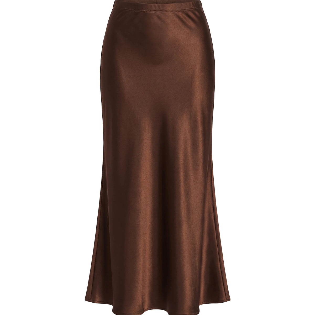Women's Satin Maxi Skirt - Brown
