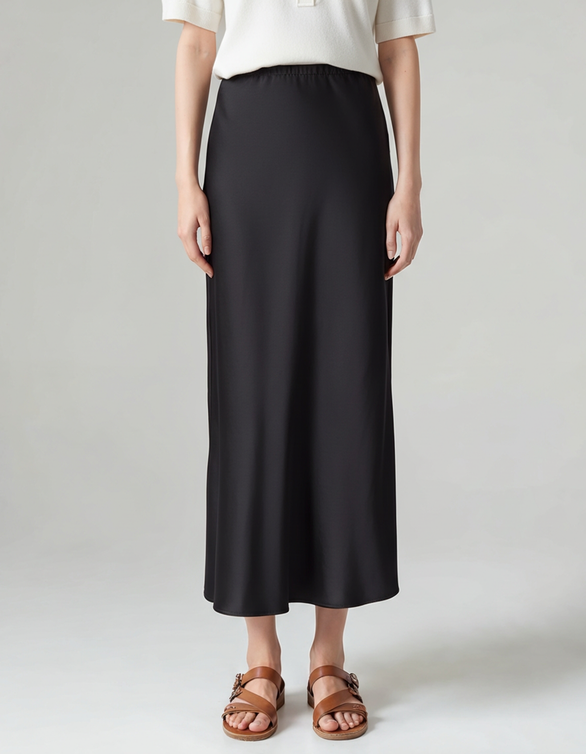 Women's Elastic-Waist Silk Skirt