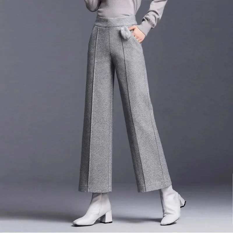 Women's Wool Wide-Leg Pants - Salomea
