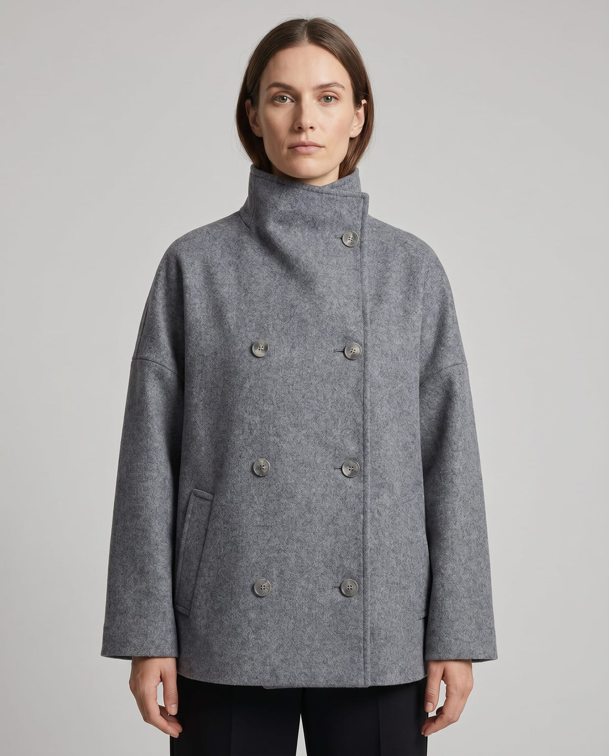 Women's Wool-Blend Stand-Collar Peacoat - Victoria